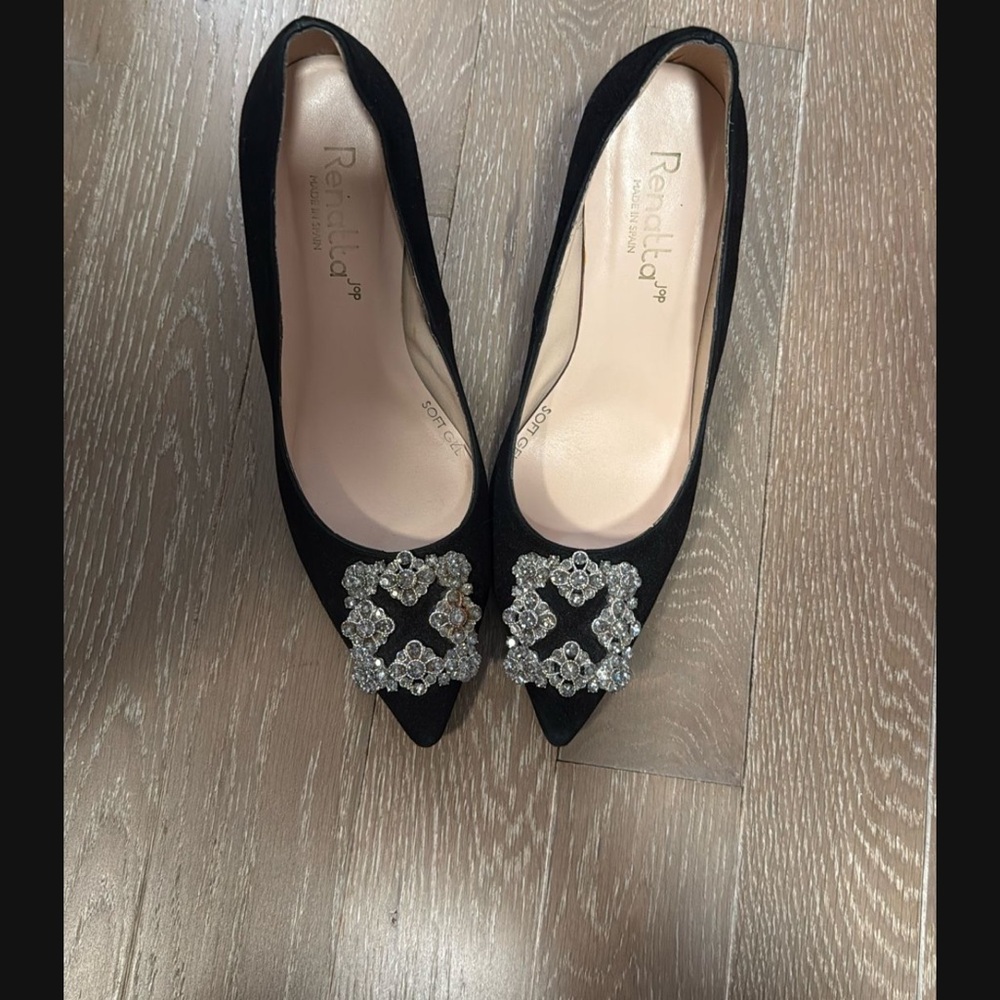DITA Black Heels with Silver Embellishments